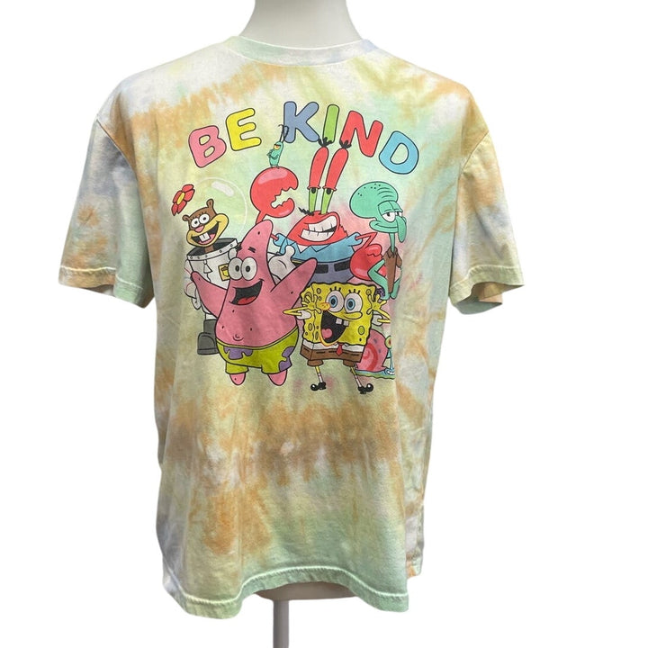 Spongebob Squarepants Womens Large Short Sleeve Crew Neck Tie Die Tee Shirt