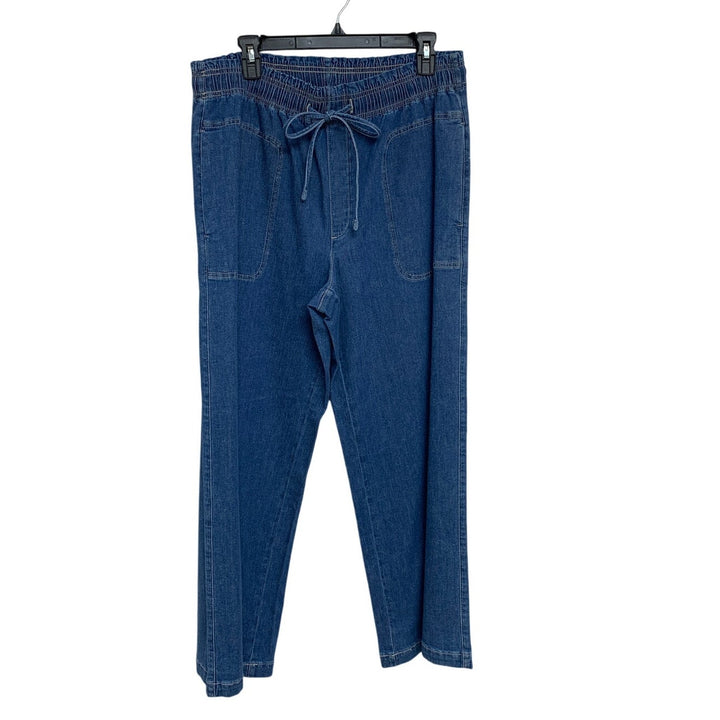 New American Eagle Womens Medium Stretch Drawstring Waist Blue Denim Pants