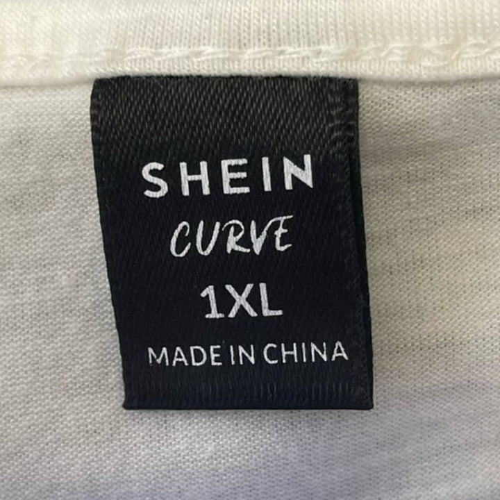 SHEIN Curvy Plus Size 1XL Short Sleeve Polyester Blend Floral V-Neck Tee Shirt