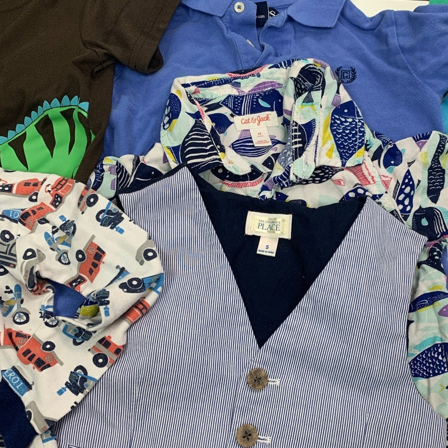 9 Boys 5T Short Sleeve Polo Tee Shirt Sleeper Vest Pajamas Mixed Clothes Lot