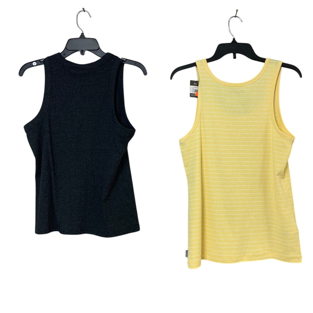 2 New Eddie Bauer Womens Large Essential Ribbed Short Sleeve Favorite Tank Tops