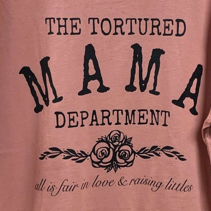 New Hand Printed Womens Medium The Tortured Mama Department Short Sleeve T Shirt