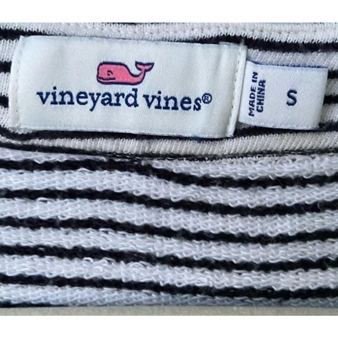 Vineyard Vines Womens Small Cotton Blend Long Sleeve Striped Laced Neck Sweater