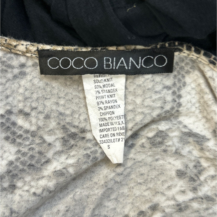 Coco Bianco Womens Small Modal Spandex Long Sleeve Scoop Neck Hi Low Blouse