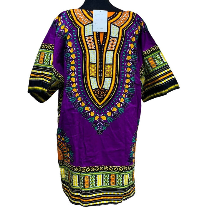 New SB Fashion Free Size 100% Cotton Long African Floral Print Tunic Shirt