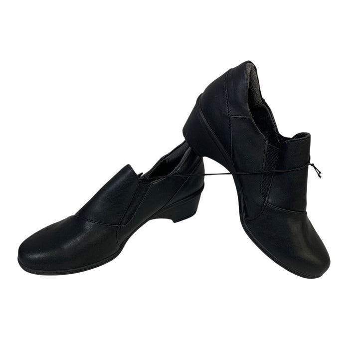 New JBU Women Size 8 Black Faux Leather Kyley Hook Loop Adjustable Comfort Shoes