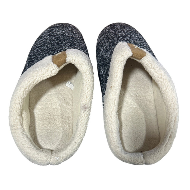 Ultra Ideas Mens Size 13/14 Gray Black Sherpa Lined Memory Foam House Slippers