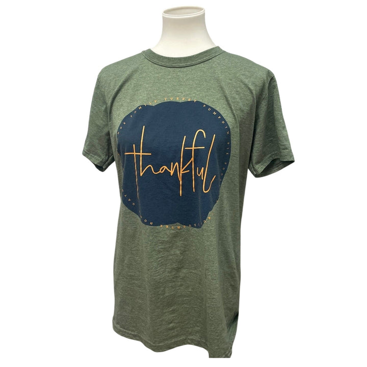 Oliver &amp; Otis Womens Medium Thankful Family Thanksgiving Turkey Short Sleeve Tee