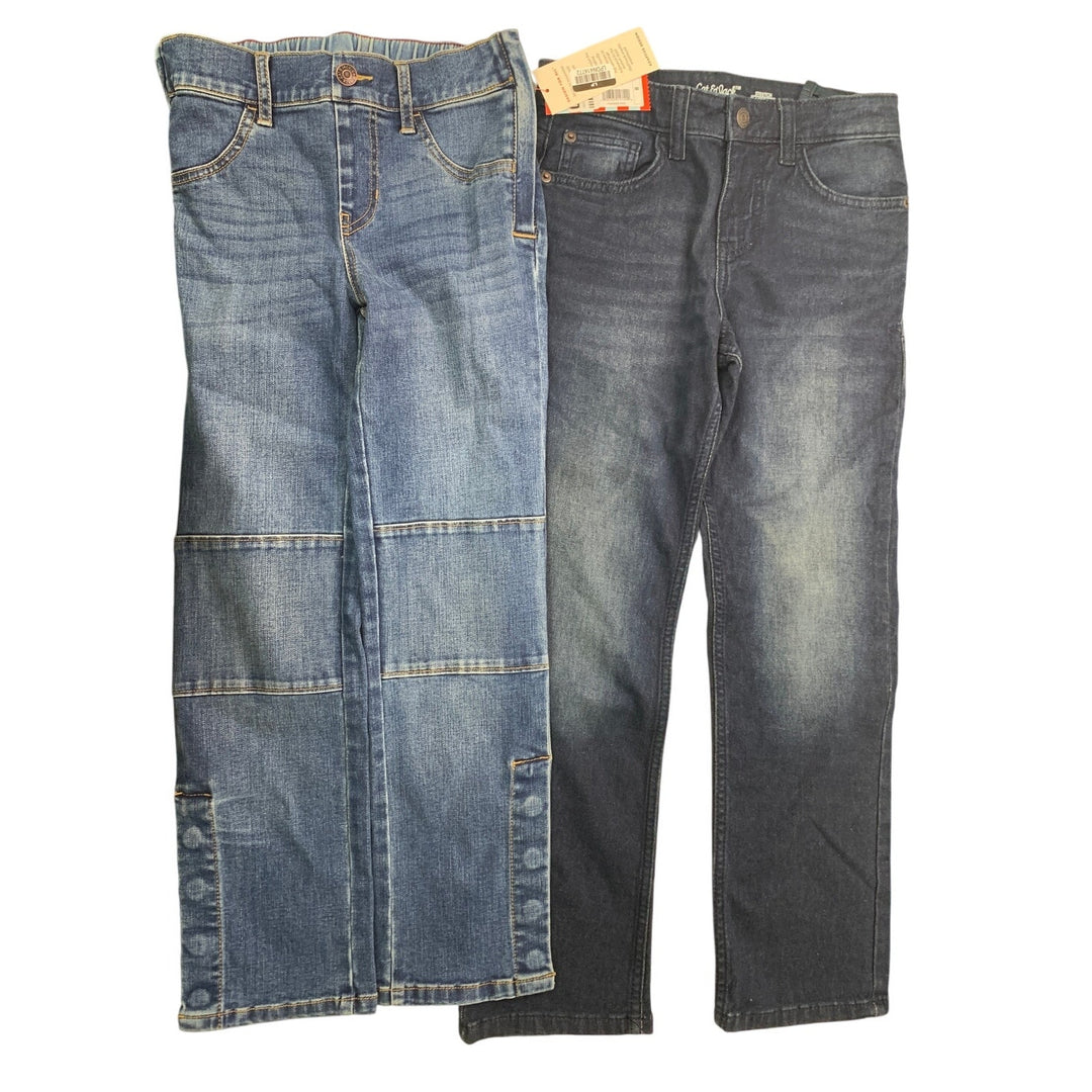 2 NWT New Cat &amp; Jack Boys Size 8 Straight Leg Stretch Denim Blue Jeans