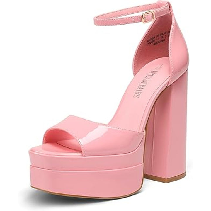 Dream Pairs Womens Size 8.5 Bubble Gum Pink Open Toe 5.5" Platform Heel Shoes