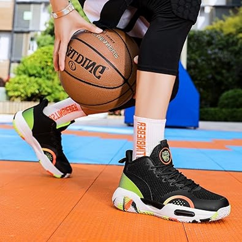 Beita Mens Size 8 Black Neon High Top Basketball AntiSlip Athletic Lace Up Shoes