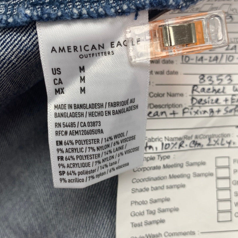 New American Eagle Womens Medium Smocked Back Sweetheart Denim Mini Dress
