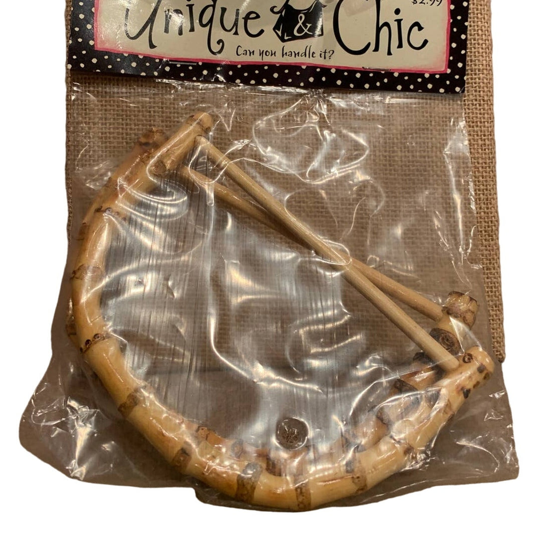 New Unique &amp; Chic Semi-Circle Curved Bamboo Purse Handles Craft Supply