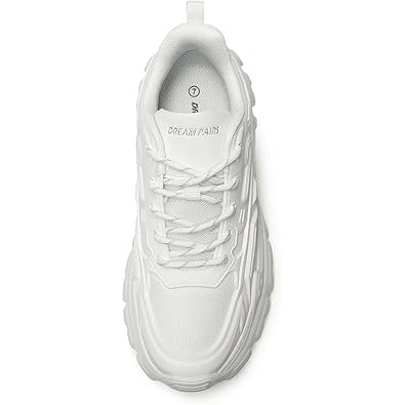 Dream Pairs Womens Size 7.5 White Lace Up Chunky Platform Athletic Sneaker Shoes