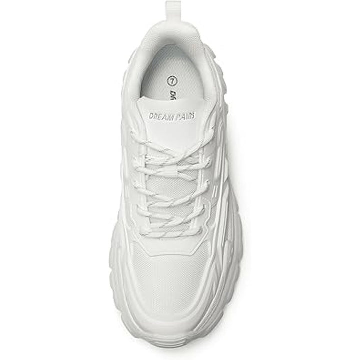Dream Pairs Womens Size 7.5 White Lace Up Chunky Platform Athletic Sneaker Shoes