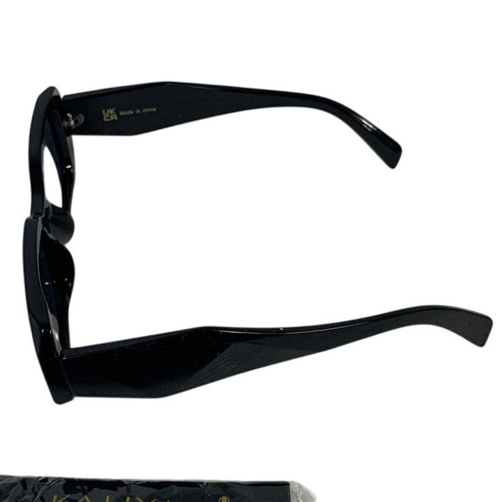 Kaliyadi UKCA Black Plastic Rectangular Sunglasses Eyewear w Cleaning Cloth