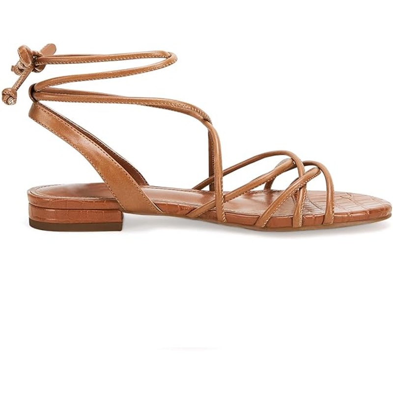 Ermonn Womens Size 10 Brown Open Toe Lace Up 1" Heel Gladiator Flat Sandal Shoes