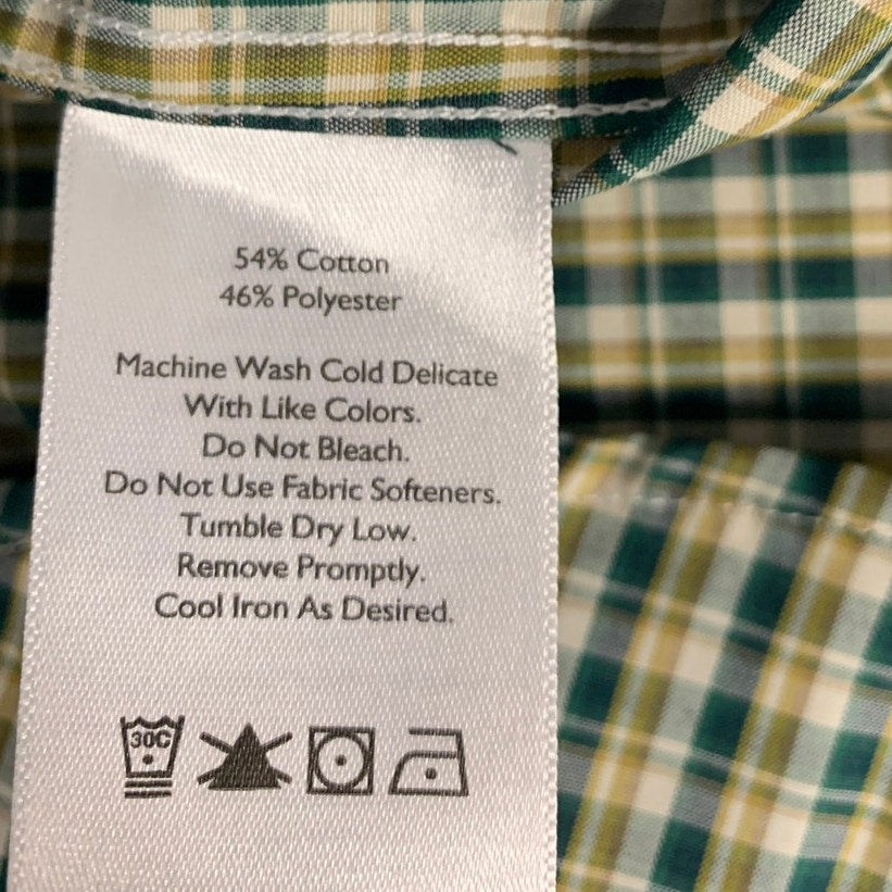 New Eddie Bauer Mens Small Dark Pine Long Sleeve Plaid Getaway Button Down Shirt