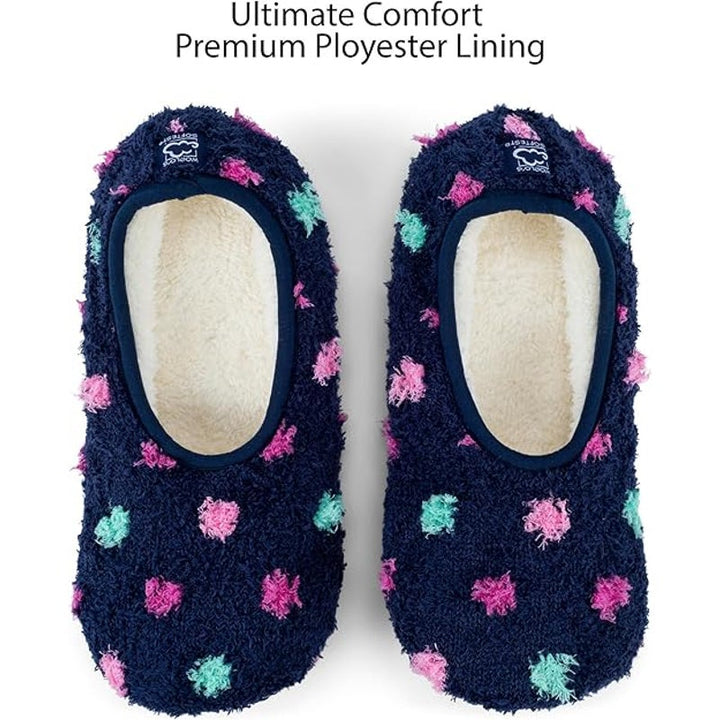 New Womens Large (9.5-11) Navy Blue Polka Dot Slip Resistant House Slippers