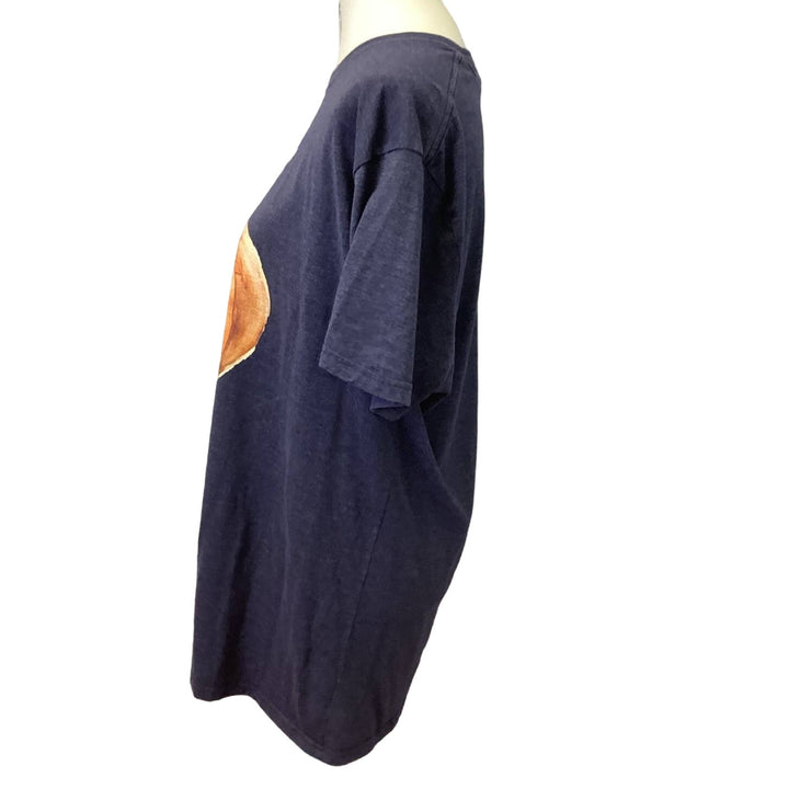 Hand Printed Large Upcycled Short Sleeve Halloween Fall Pumpkin PolyCotton Shirt