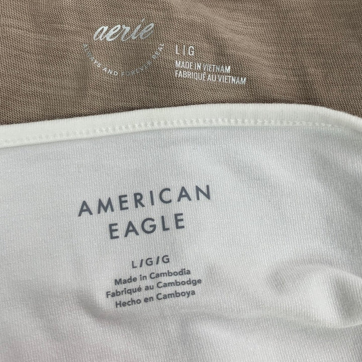 New American Eagle Womens Large Racer Back Thin Strap Heathered Tank Tops