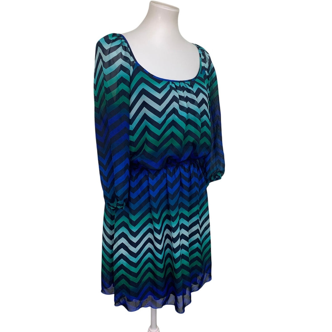 Speechless Womens XL 100% Polyester Chevron Stripe Long Sleeve Square Neck Dress