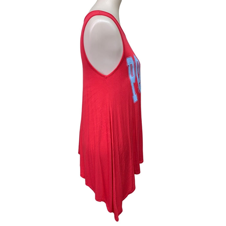 Hand Printed Upcycled Womens Large Pool Babe Sleeveless Long Flowy Tank Top