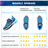 Yeskis Boys Size 3 Blue Swirl Light Up Hook Loop Elastic Lace Slide On Shoes