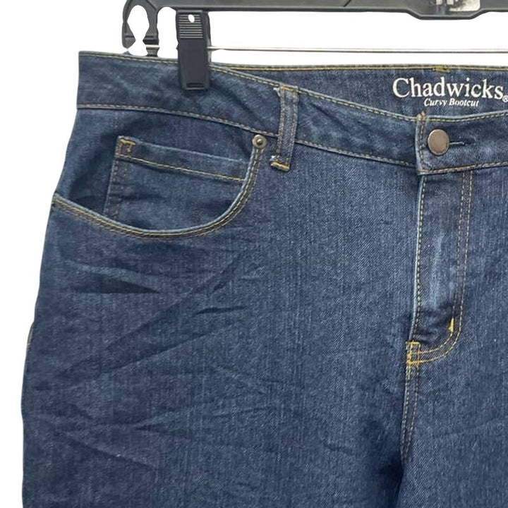 Chadwicks Womens Size 14 Curvy Bootcut Stretch Cotton Darker Wash Denim Jeans