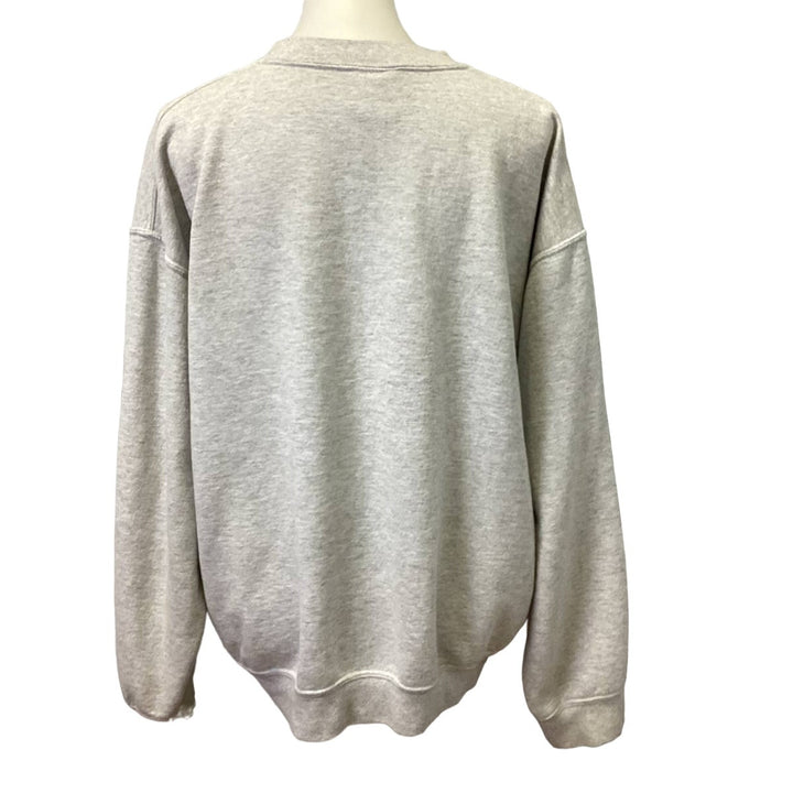 Hand Printed Large Upcycled Red Poppy Flower Long Sleeve Crew Neck Sweatshirt