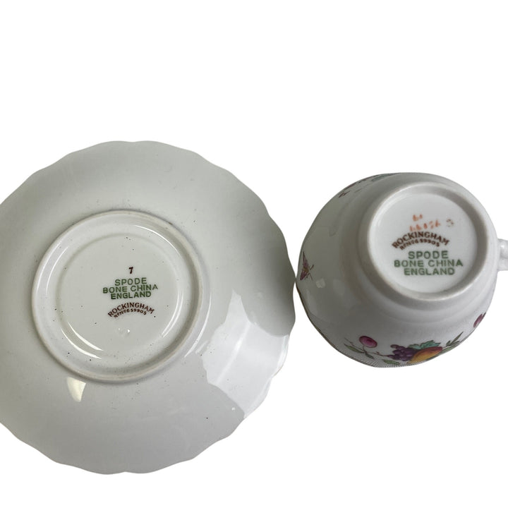 Vintage Spode Rockingham Cup &amp; Saucer Fruit 695905 Bone China England Teacup Set