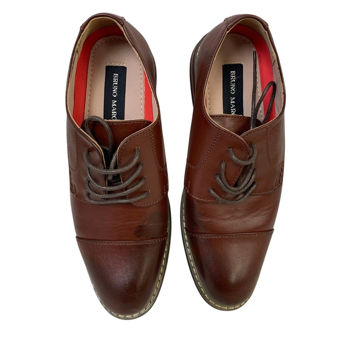 Bruno Marc Mens Size 6.5 Wide Brown Oxford Lace Up Round Toe Dress Shoes