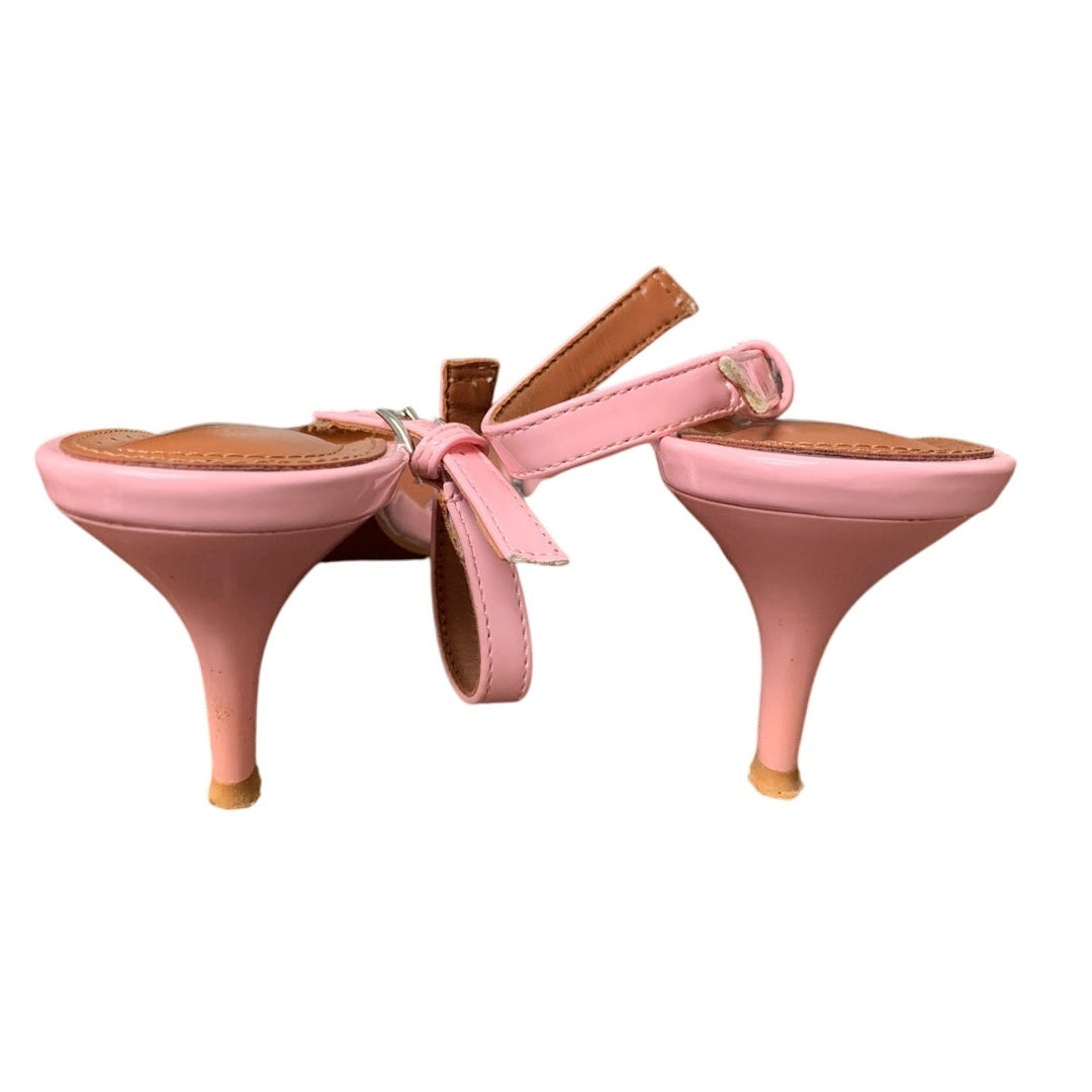 Coutgo Women Size 9.5 Pink Clear Slingback 3" Heels Heart Pumps Closed Toe Shoes