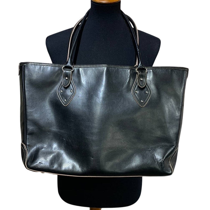 Merona Black Faux Leather Computer Laptop Shoulder Bag Purse W Sleeve &amp; Pockets