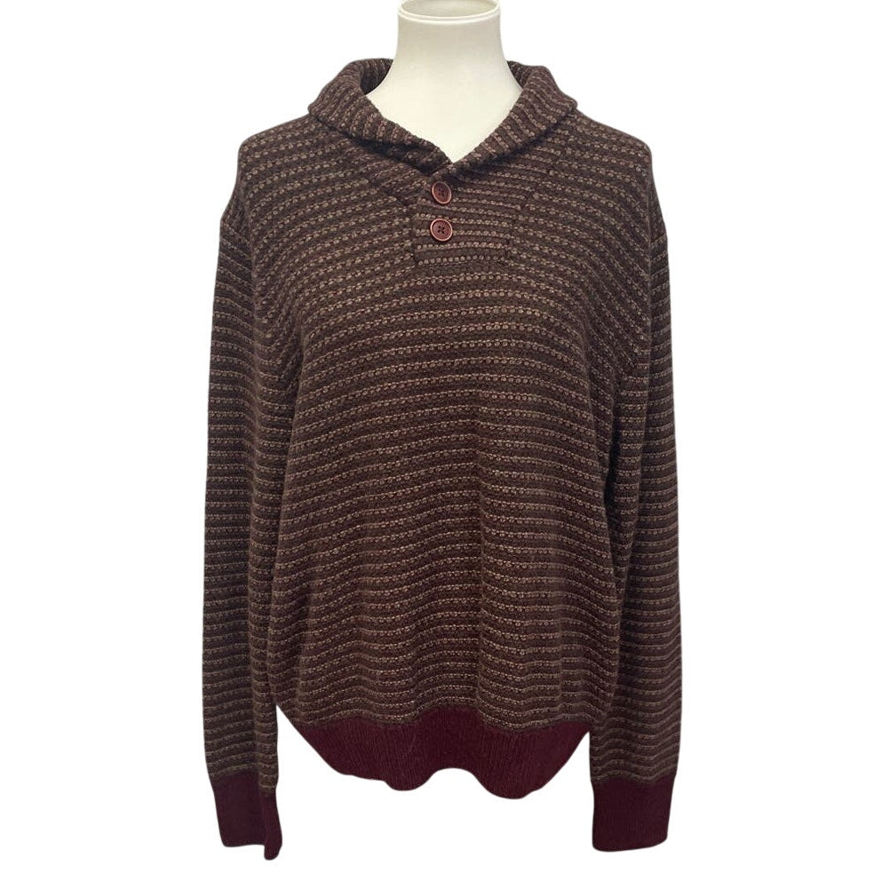 Haggar Clothing Mens Large Wool Blend Long Sleeve Collared Pullover Sweater
