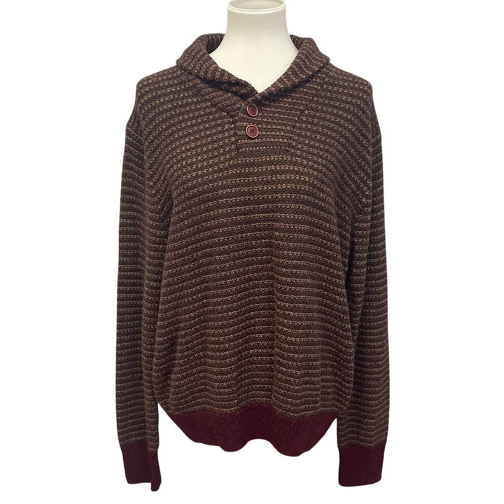 Haggar Clothing Mens Large Wool Blend Long Sleeve Collared Pullover Sweater