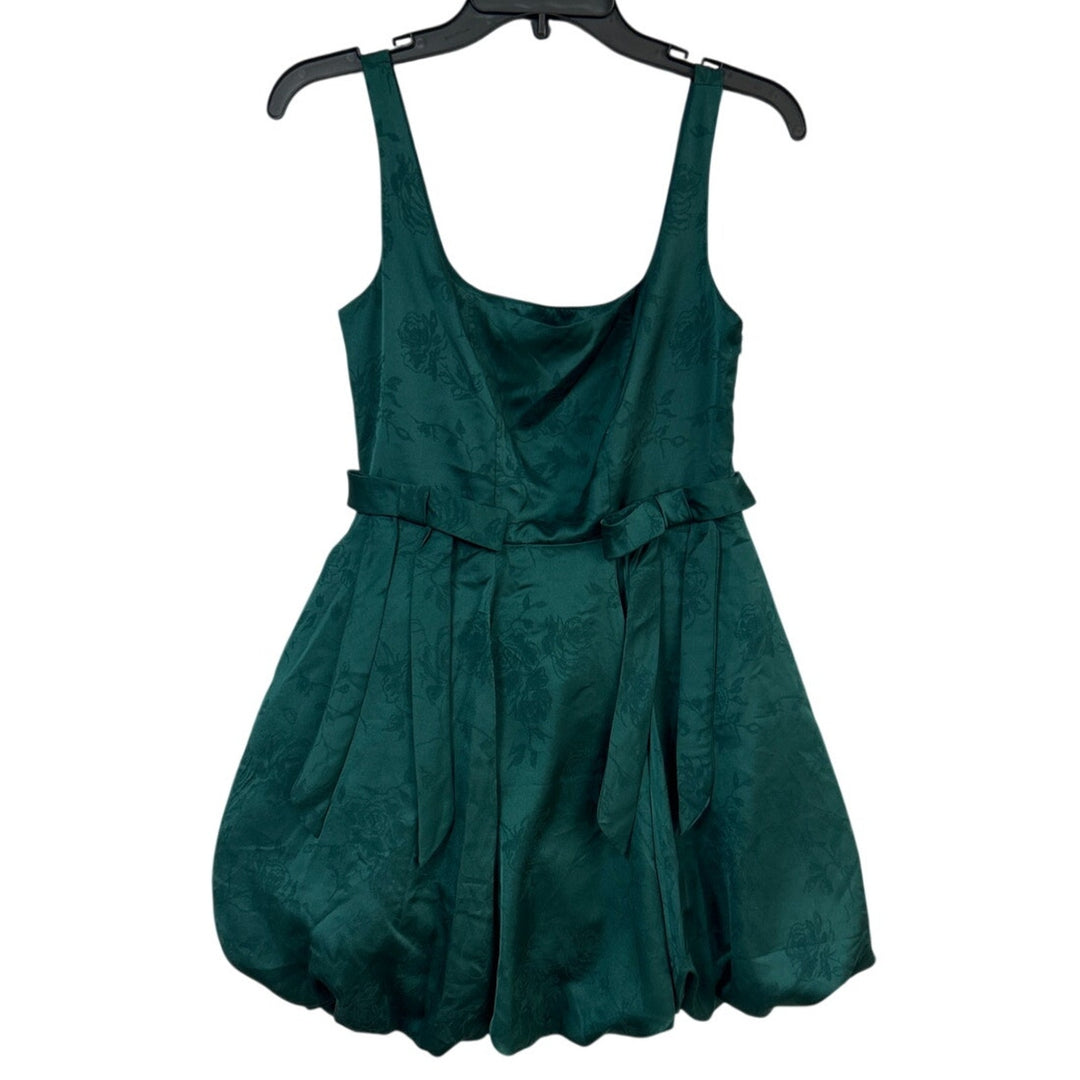 New Francescas Womens XL Emerald Green Jacquard Strappy Mini Bubble Dress
