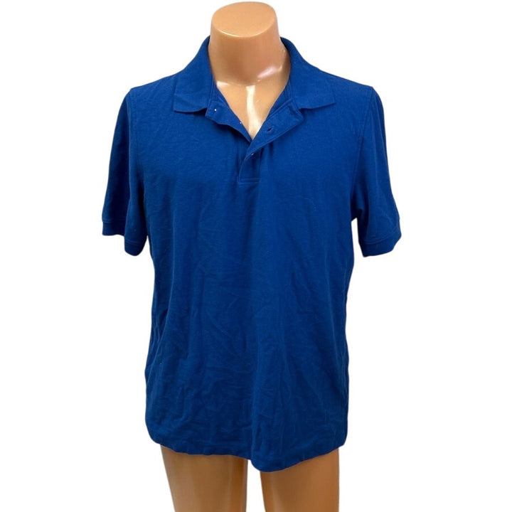 Craft &amp; Barrow Mens Large Blue PolyCotton Short Sleeve Collared Polo Shirt