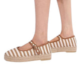 Womens Size 9.5 Brown Striped Mary Jane Woven Espadrilles Platform Sandal Shoes