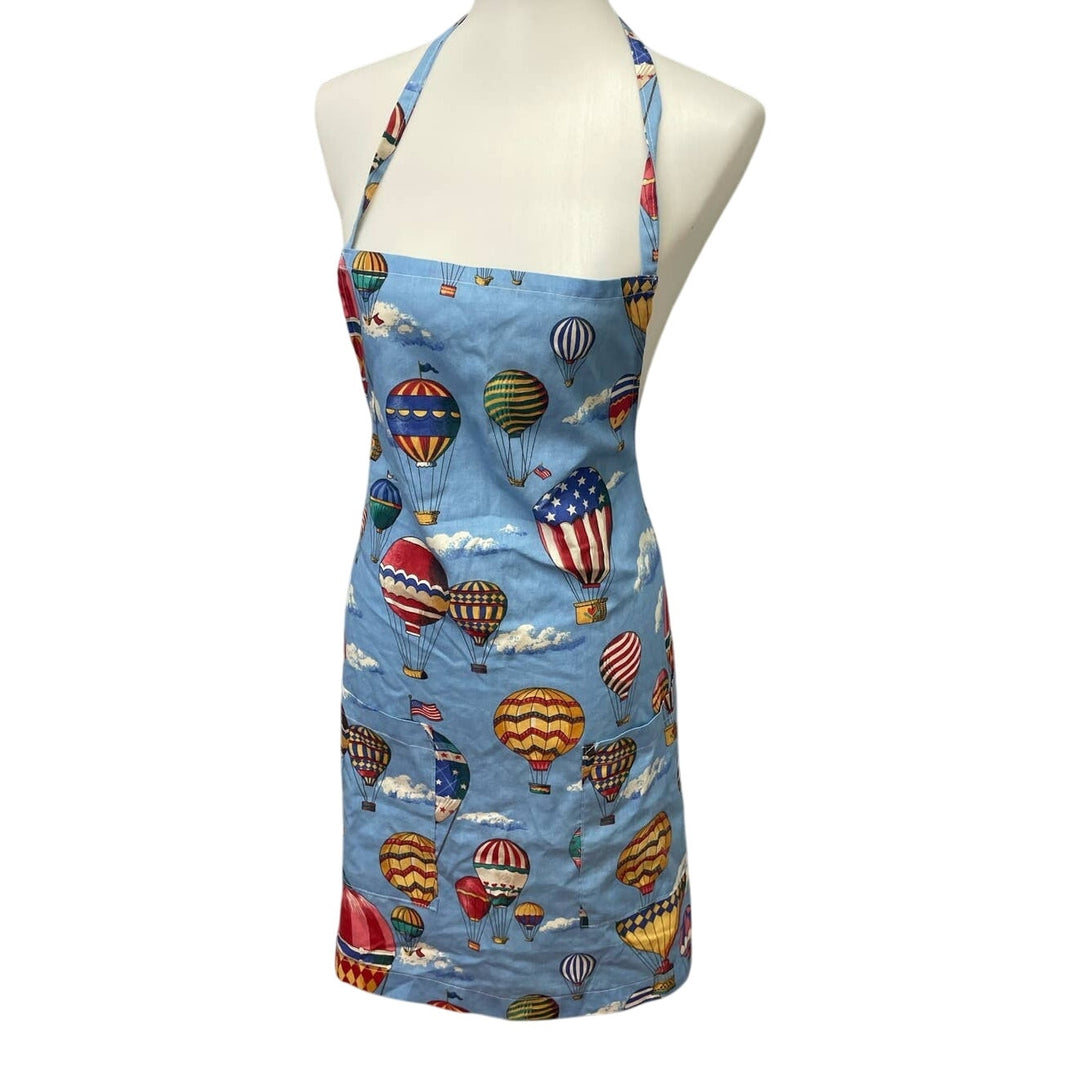 Handmade Hot Air Balloon 2 Pocket Craft Kitchen Smock Long Apron w Ties in Back