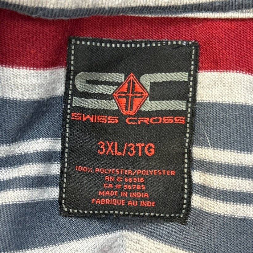 Swiss Cross Mens 3XL Multi Striped 100% Polyester V Neck Short Sleeve Tee Shirt