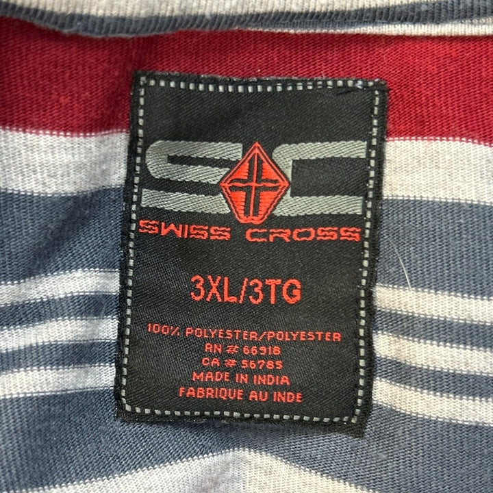 Swiss Cross Mens 3XL Multi Striped 100% Polyester V Neck Short Sleeve Tee Shirt