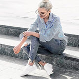 Adokoo Womens Size 7.5 White Faux Leather Classic Low Top Lace Up Sneaker Shoes