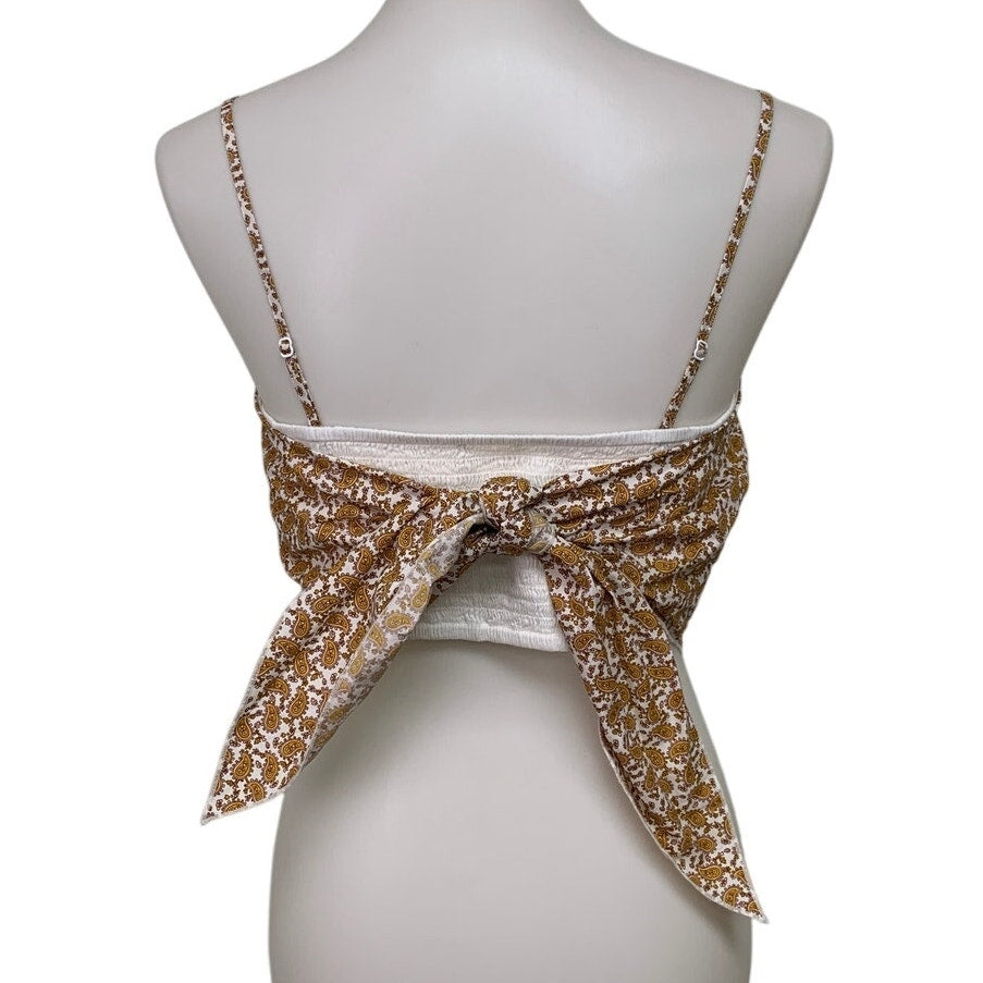 New American Eagle Womens Medium Paisley Thin Strap Back Tie Faux Bandana Top