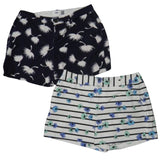 2 ELLE Old Navy Womens Size 4 Blue Floral Short Cotton Blend Shorts w Pockets