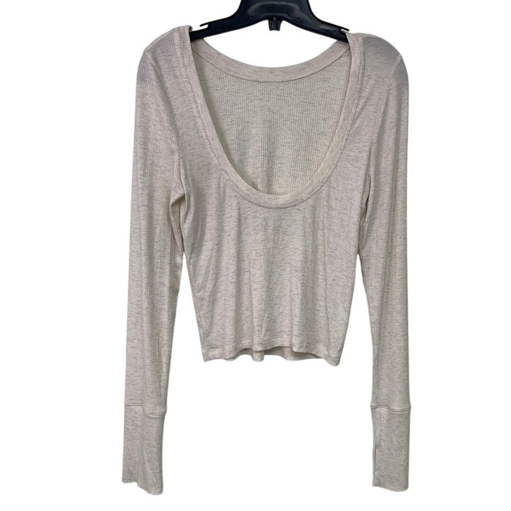 New Offline By Aerie Womens Small Long Sleeve Scoop Back Thumb Hole Ribbed Top