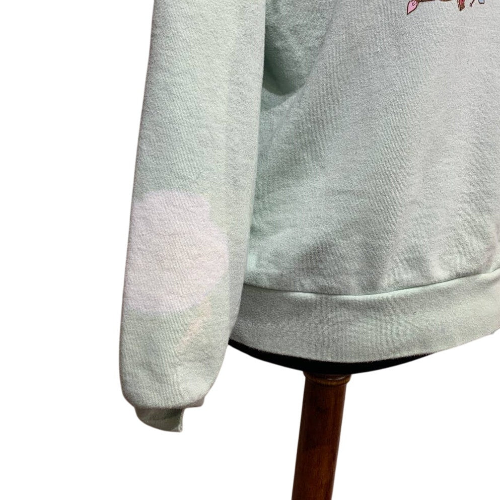 Upcycled Hand Printed Medium Christmas Santa Believe Long Sleeve Sweatshirt