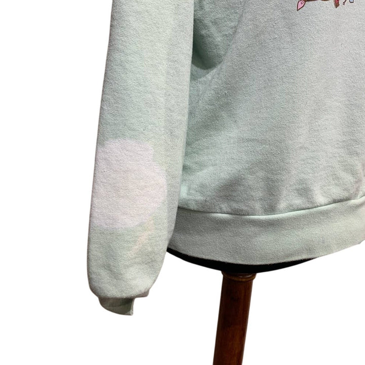 Upcycled Hand Printed Medium Christmas Santa Believe Long Sleeve Sweatshirt