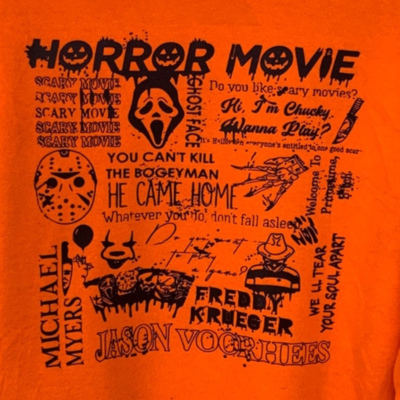 Upcycled Hand Printed Mens Halloween Horror Movie Jason Ghostface Sweathshirt