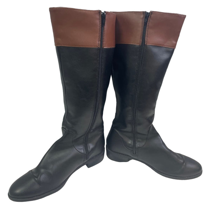Karen Scott Womens US Size 9.5 Deliee Faux Leather Low Heel Tall Riding Boots